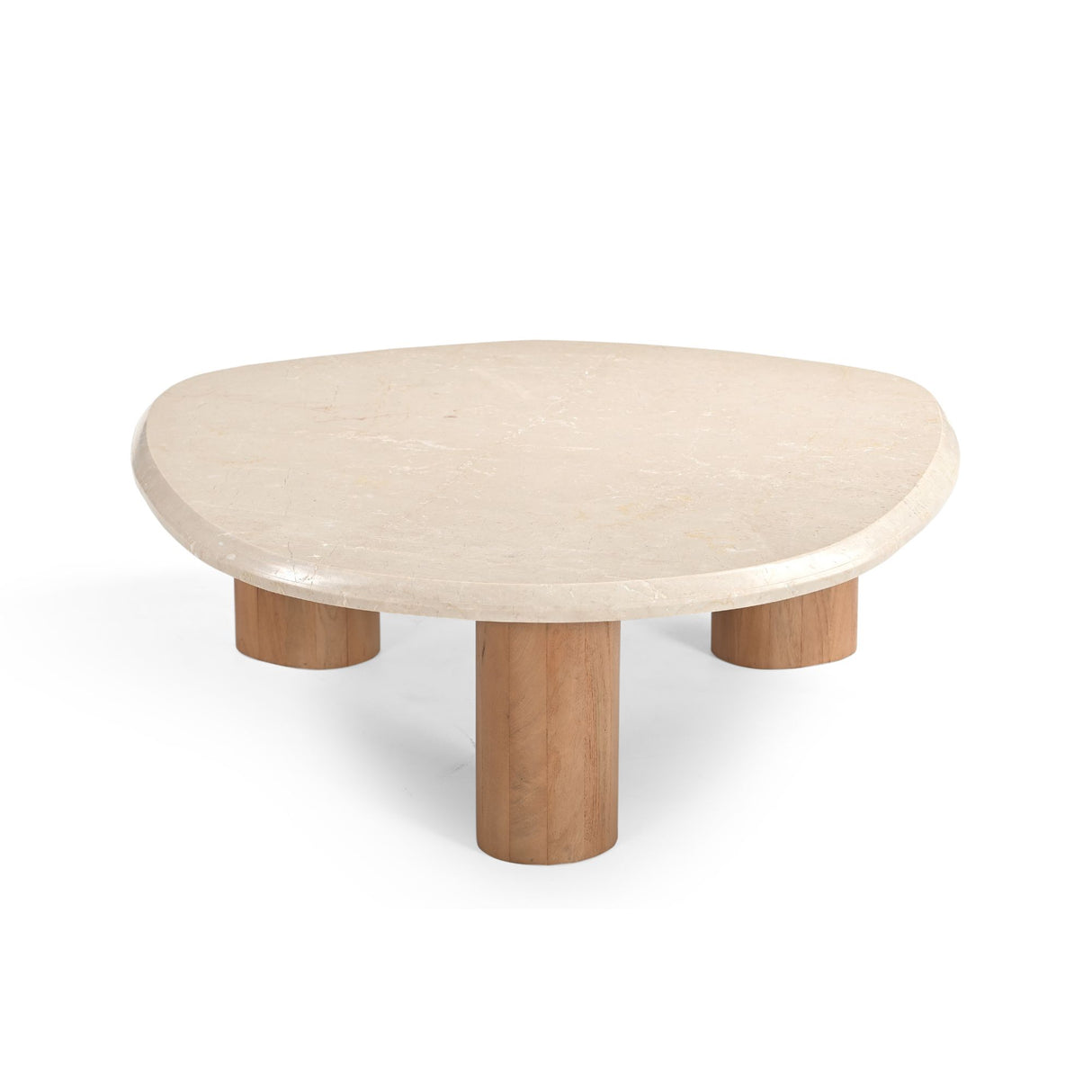 Couchtisch – Natur Mangoholz, Marmor Platte, Organische Form 100 cm – Nuvé | Starfurn