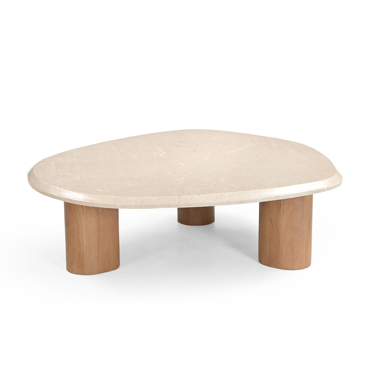 Coffee Table - Botticino Marble, Organic Shape, Solid Wood Legs - Nuvé | Starfurn