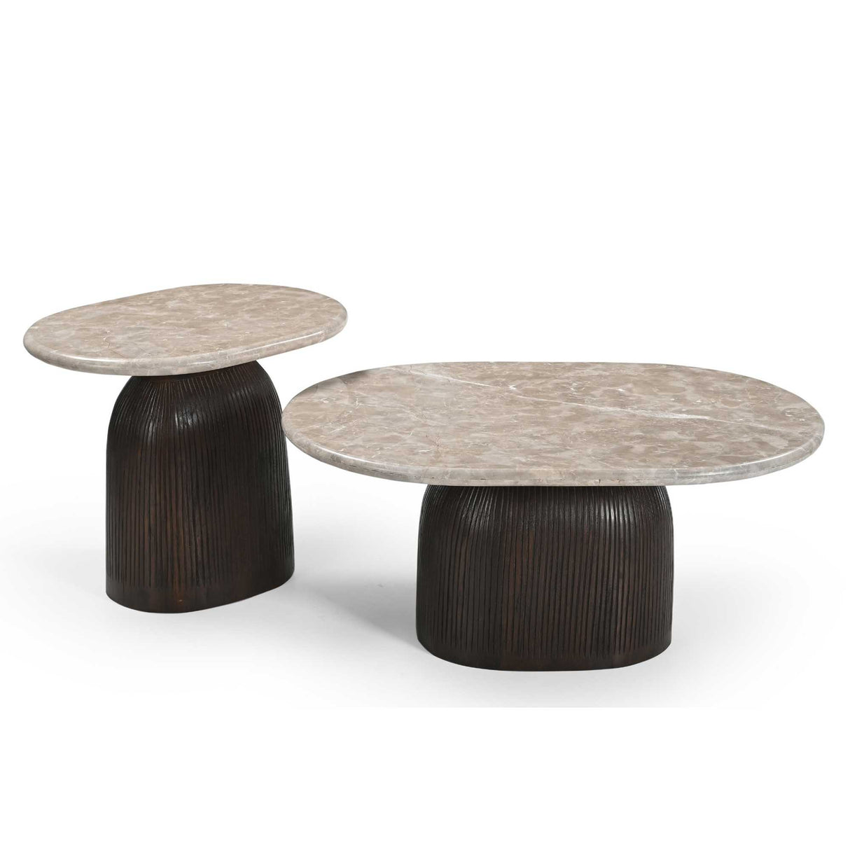 Couchtisch – Marmorplatte, Mangoholz, Rillenstruktur – Noel | Starfurn