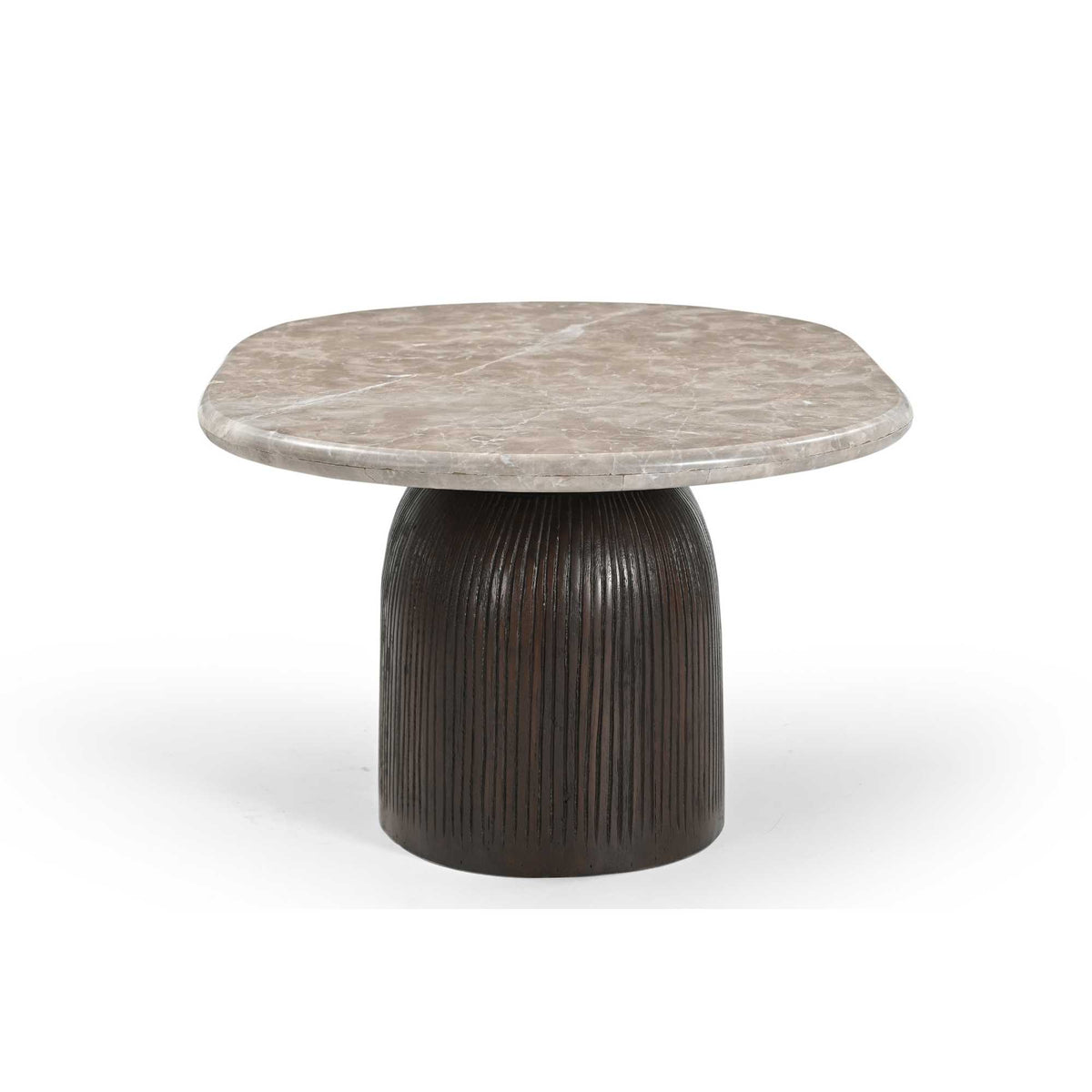 Coffee Table – Marble Top, Mango Wood, Grooved Structure – Noel | Starfurn
