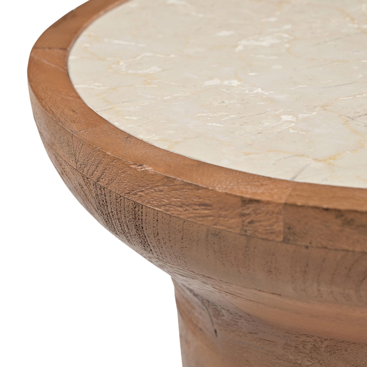 Beistelltisch – Travertin Naturstein Platte, Massives Mangoholz Gestell, Minimal Natur Design - Zoë | Starfurn