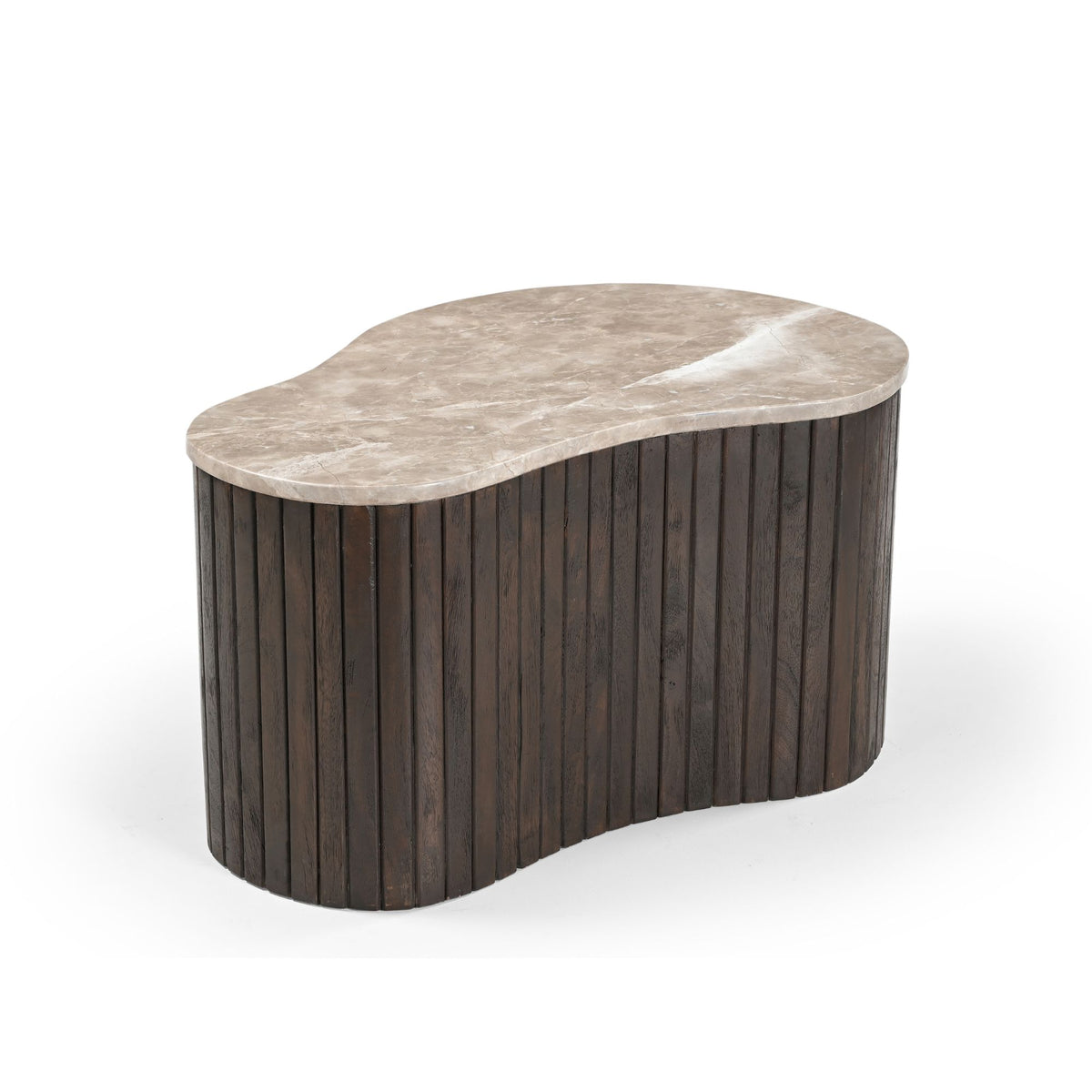 Coffee table - marble top, mango wood, slatted frame - Nomi | Starfurn