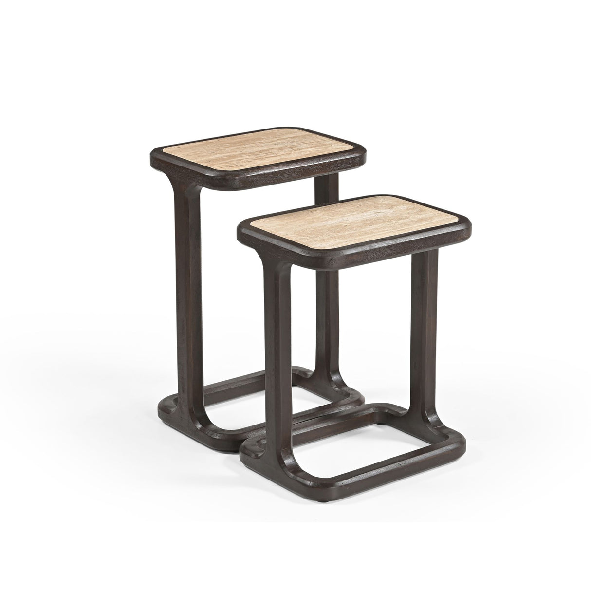 Beistelltisch – Modernes Design, Braunton, Mangoholz und Travertin – Arvid | Starfurn