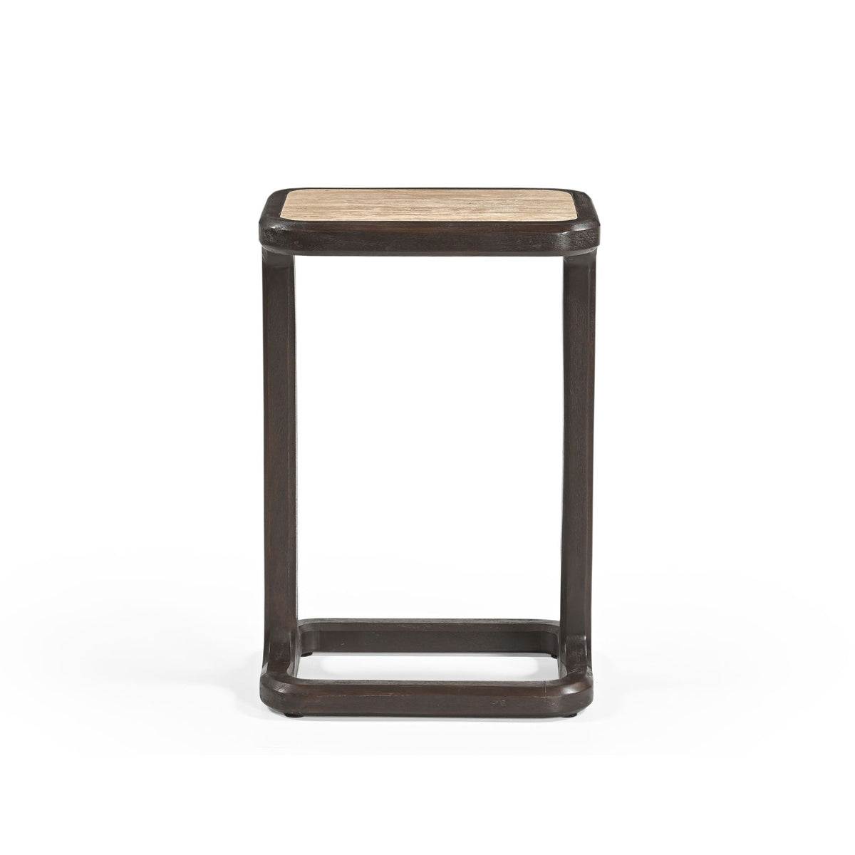 Side Table – Modern Design, Brown Tone, Mango Wood and Travertine – Arvid | Starfurn