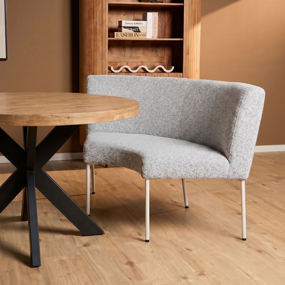 Dining Bench – Beige Upholstery, Padded Material, Square Design – Riff | Starfurn