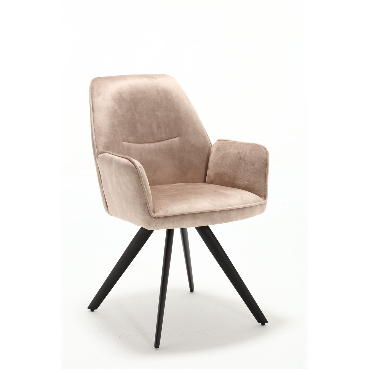 Esszimmerstuhl - Samt Beige, Metall Schwarz, Armlehne Gepolstert – Nova | Starfurn