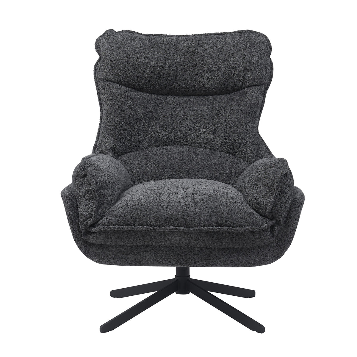 Armchair – Polyester Upholstery, Swivel Metal Frame, Dark Grey – Vera | Starfurn