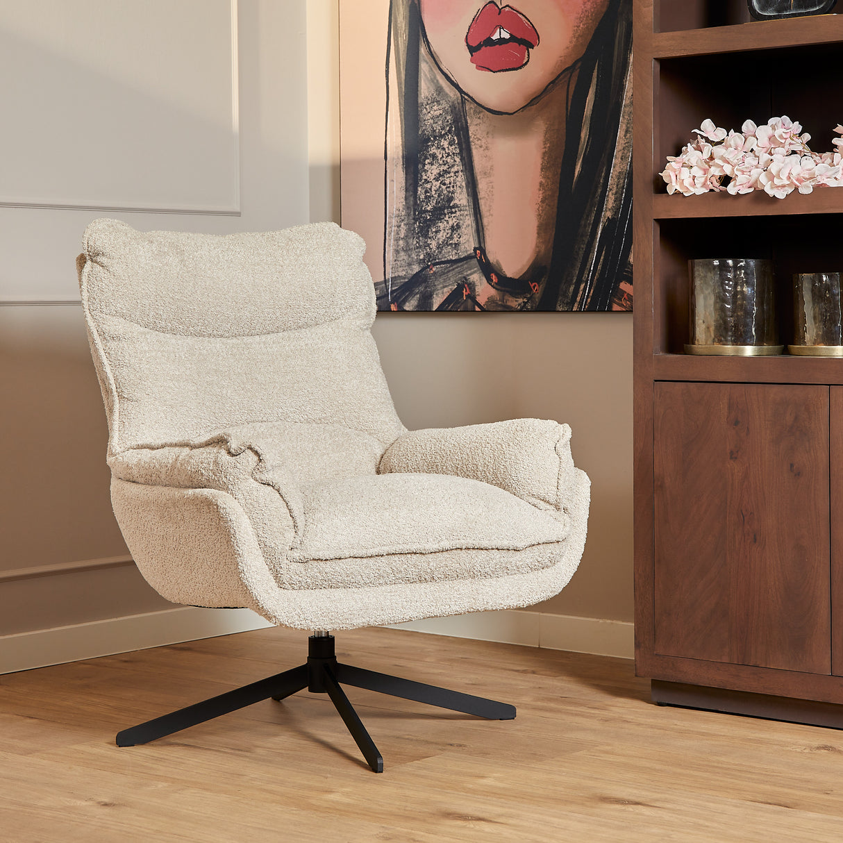 Armchair – Polyester Cover, Swivel Function, Metal Frame, Comfortable Armrests – Vera | Starfurn