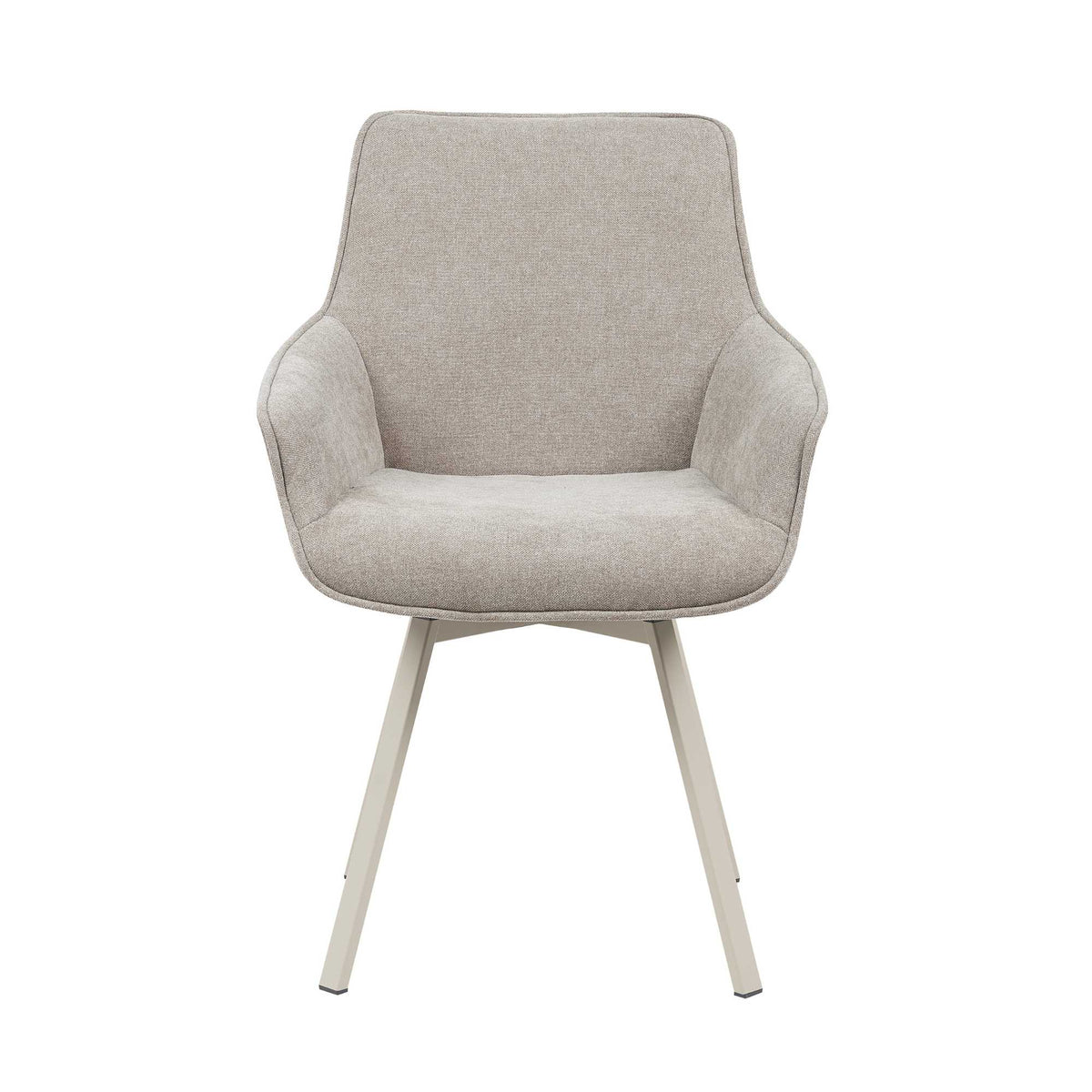 Dining Chair - Swivel Function, Taupe Fabric, Light Metal Frame, Comfort Upholstery - Mees | Starfurn