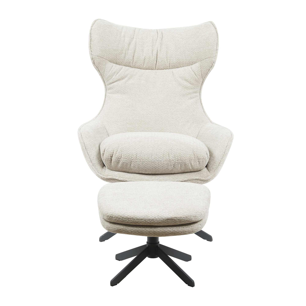 Armchair – Taupe Upholstery, Swivel Function, Matching Footstool – Olivia | Starfurn