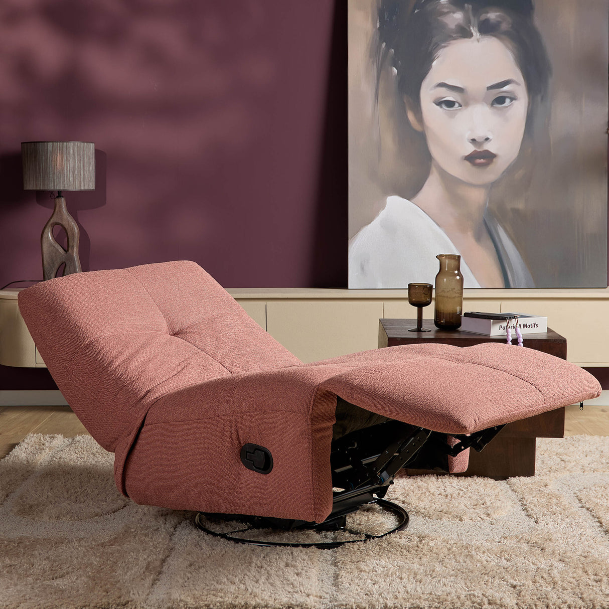 Relaxsessel – Stoffbezug, Rosa Finish, Drehfunktion – Lazy | Starfurn