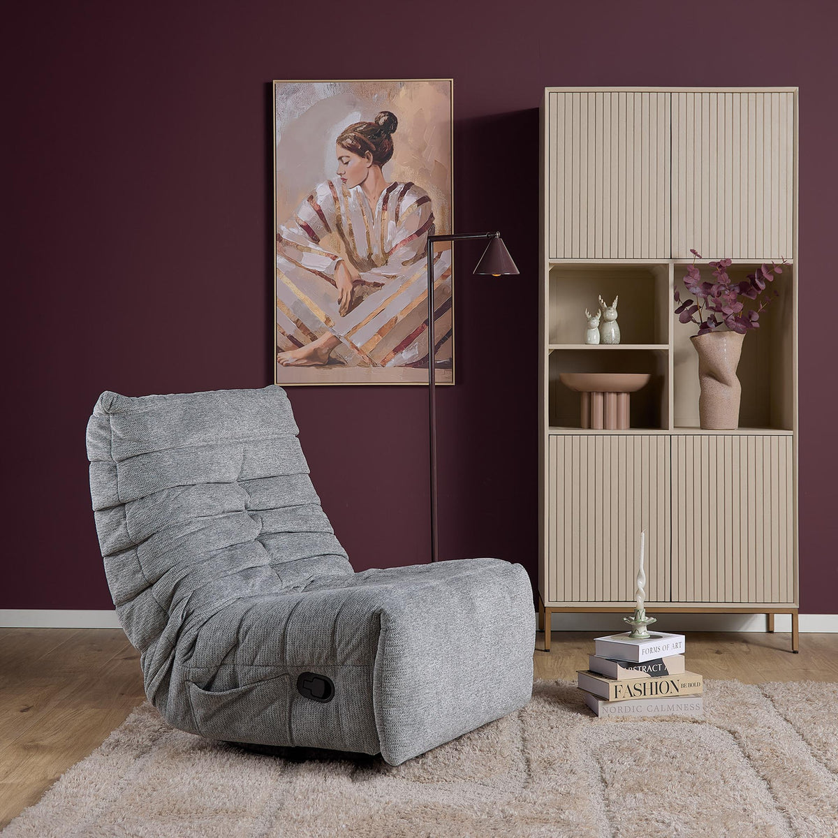 Relax armchair with Aragon 90 cover, pleated upholstery and adjustable backrest with footrest – Zen | Starfurn