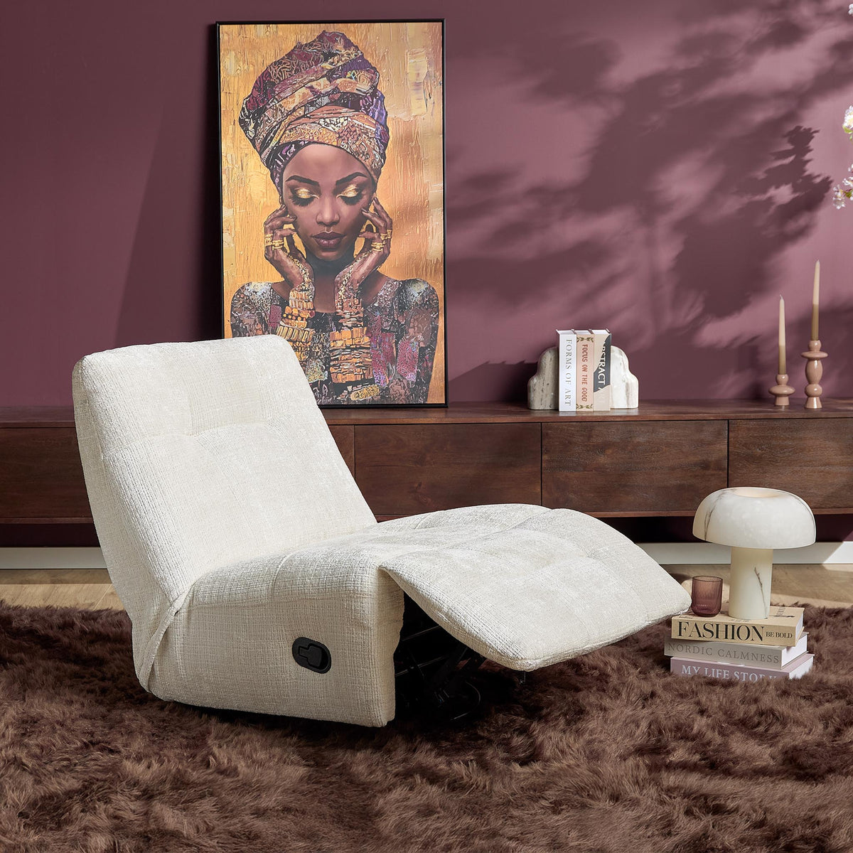 Recliner - Upholstered Seat, Fabric Cover, Metal Frame - Chill | Starfurn