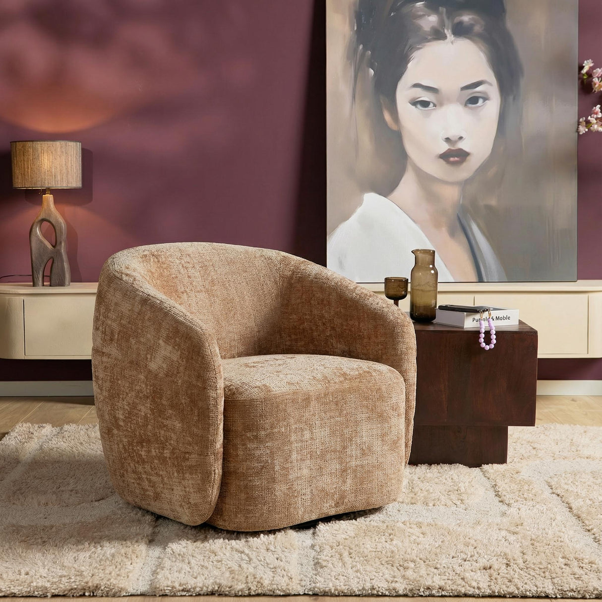 Sessel – Drehfunktion, Rundform, Zimtbraun – Yara | Starfurn