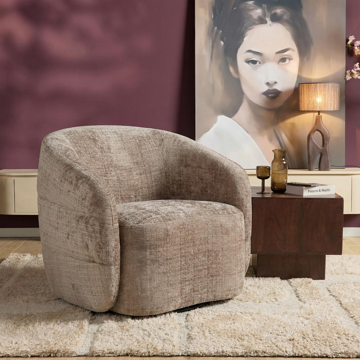 Armchair – Swivel Function, Rounded Design, Soft Upholstery – Yara | Starfurn