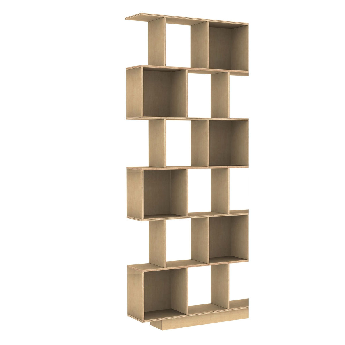Birch plywood shelf with medium oak finish & open storage S – Boxy | Radis