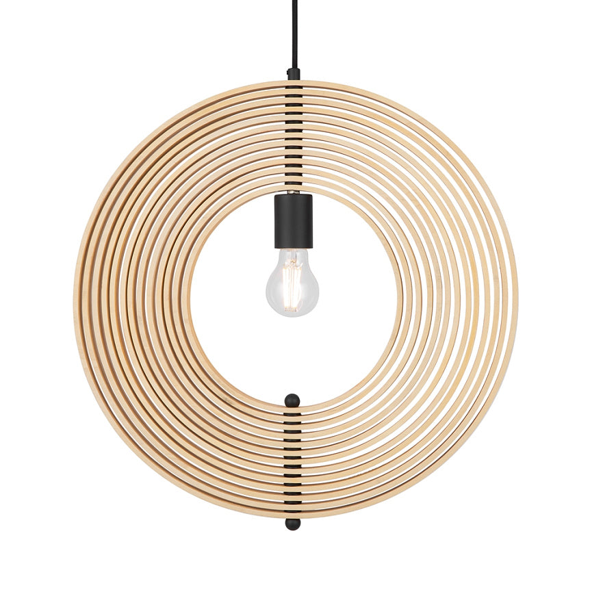 Pendelleuchte – Schwarzes Metall, Holzschirm, Kugel Design, E27 Fassung, IP20 Schutz, Ø50 cm - Roots | Maytoni