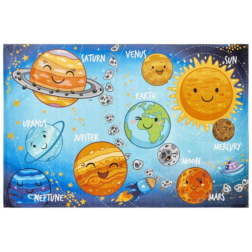 Teppich – Weiches Polyester, Jacquard Gewebe, Kosmos Motiv, 170 cm - Sympathy Kids 240 | Kayoom