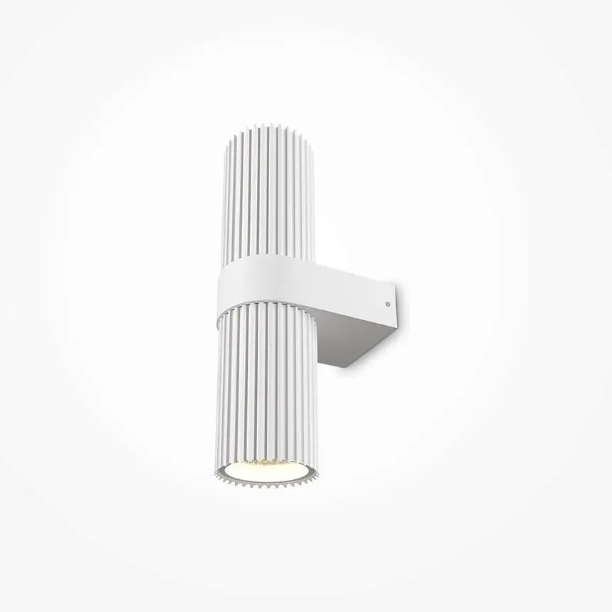 Wall Light Matt White, ribbed aluminum housing, glass shade, GU10 – Dynamics | Maytoni