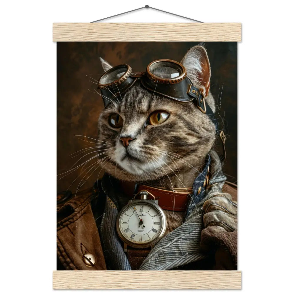 School Poster - Chausie Cat, Steampunk Outfit, Glasses | St Tropez Art