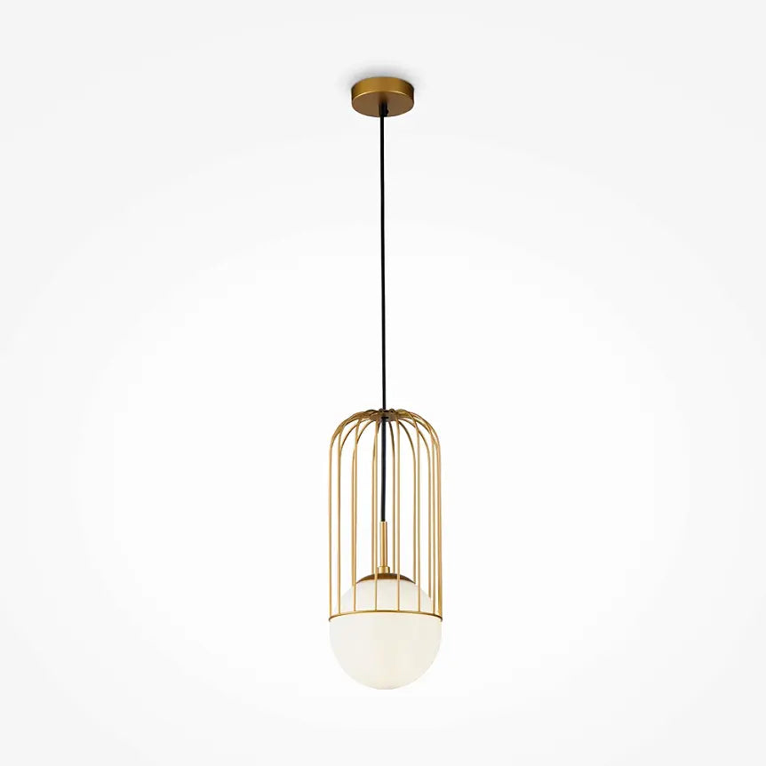 Pendant light with gold-colored metal base and white glass diffuser in a modern design – Telford | Maytoni