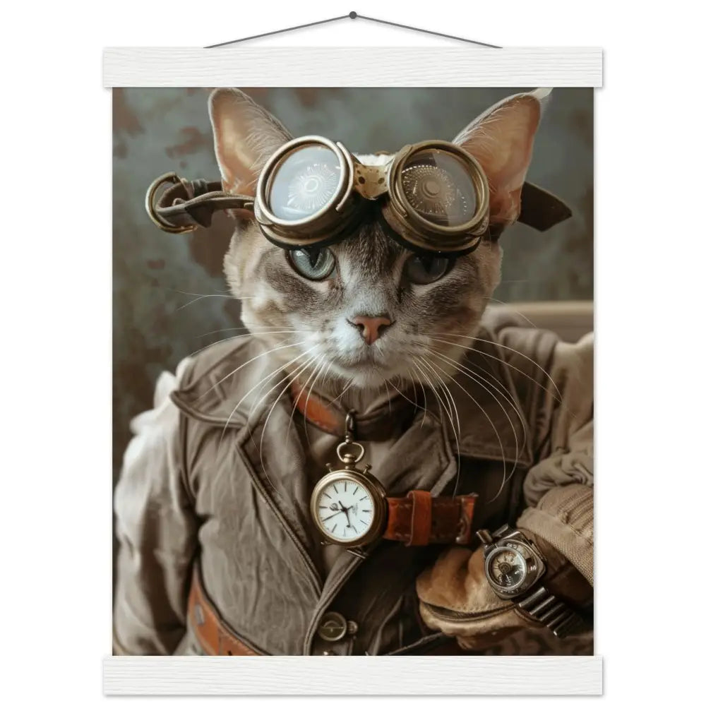 School poster – Singapura Cat, Steampunk Outfit, matte paper, magnetic wooden strips | St Tropez Art