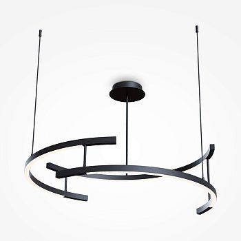 Pendelleuchte mit schwarzem Aluminium - Rundrahmen, integrierter LED und Opal - Diffusor (3 × 52 W, 2000 lm, 3000 K) – Line | Maytoni - Esszett Luxury | Stilvolles Wohnen mit Charakter