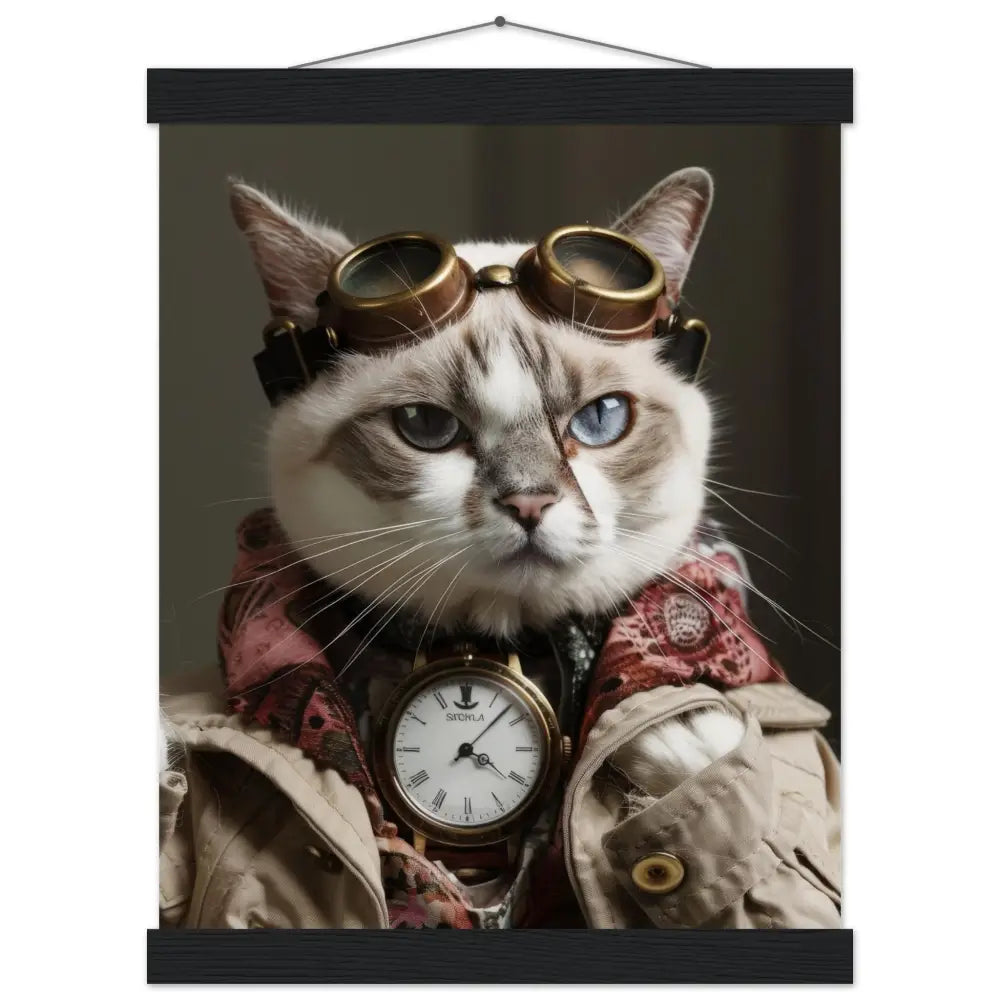 School Poster - Singapura Cat, Steampunk Outfit, Glasses | St Tropez Art