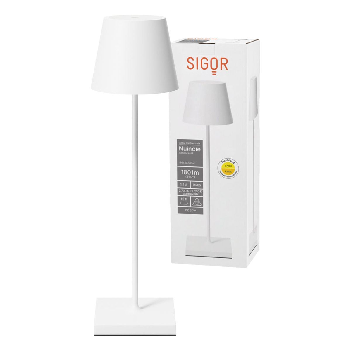 Akku-Tischleuchte - Alu-Korpus, USB-C-Ladung, warme Töne - Nuindie | SIGOR