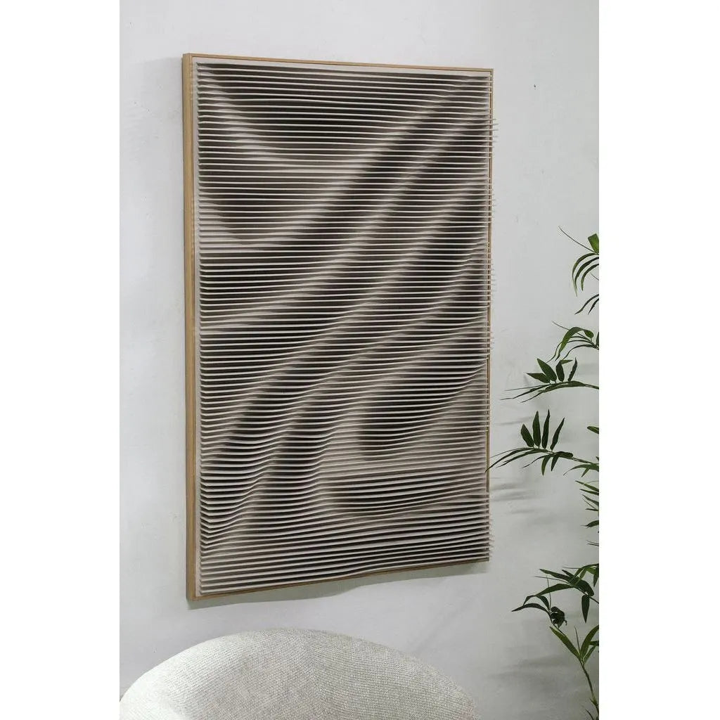MDF Wall Panel with Rectangular Design, Relief-like Wave Structure & Modern Contour - Aleishia | PTMD