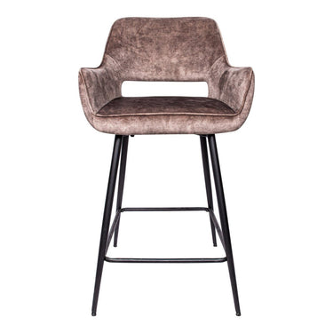 Barstuhl - Fallon Velvet Niedrig (60 x 54 x 95 cm) Braun von PTMD - Esszett Luxury | Stilvolles Wohnen mit Charakter