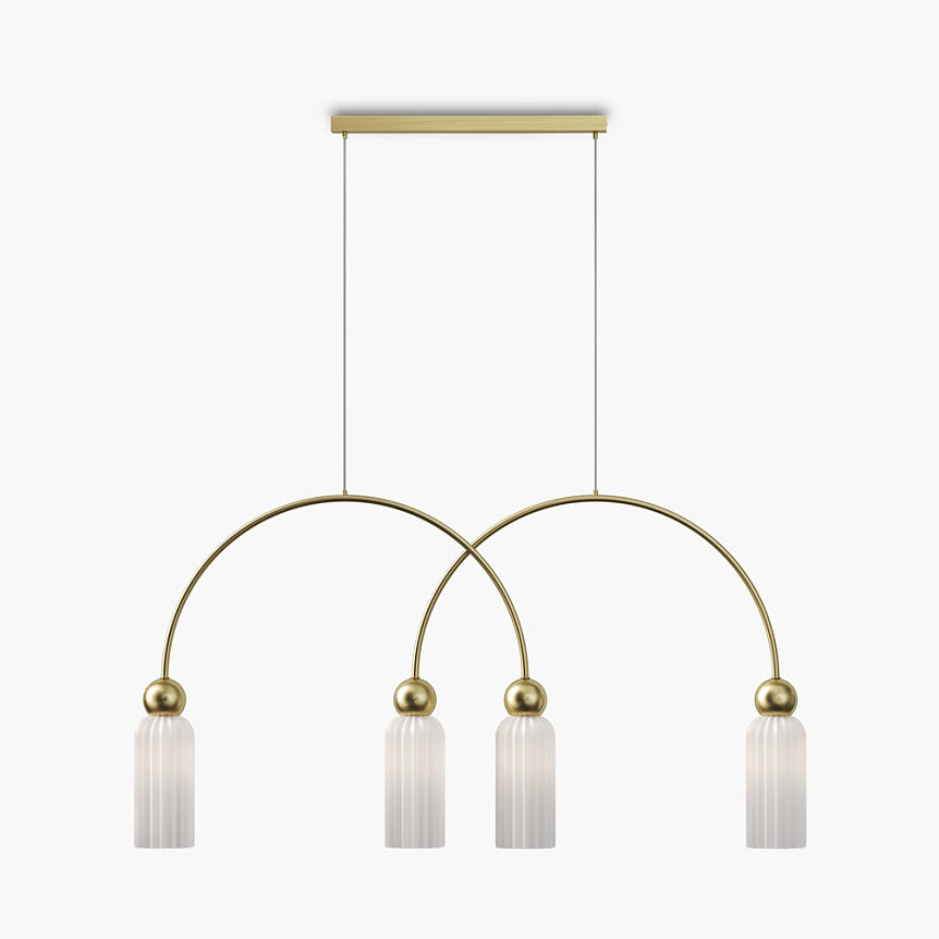 Pendant Light Gold-colored Metal Frame Frosted Ribbed Glass 4×E14 40W – Antic | Maytoni