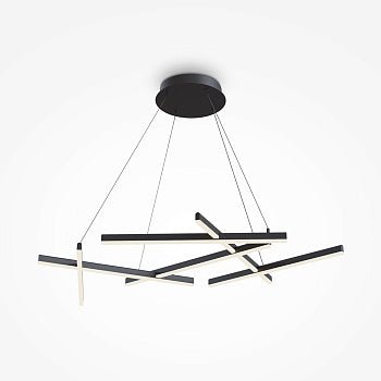 Pendelleuchte mit schwarzem geometrischem Metallrahmen, integrierter 79 W - LED und Opal - /Acryl - Diffusor – Line | Maytoni - Esszett Luxury | Stilvolles Wohnen mit Charakter