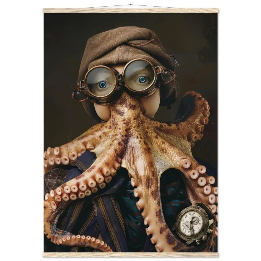 Schulposter – Oktopus, Steampunk-Outfit, Futuristische Brille | St Tropez Art