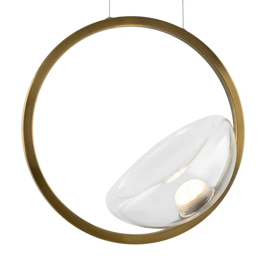 Pendant Lamp Brass-Colored Metal & Clear Glass Diffuser – Lunare | Maytoni