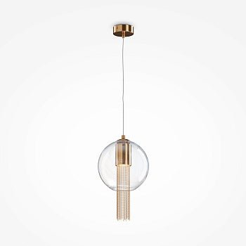 Pendelleuchte mit transparentem Glasschirm und dekorativen Bronze - Ketten im eleganten Design – Flusso | Maytoni - Esszett Luxury | Stilvolles Wohnen mit Charakter