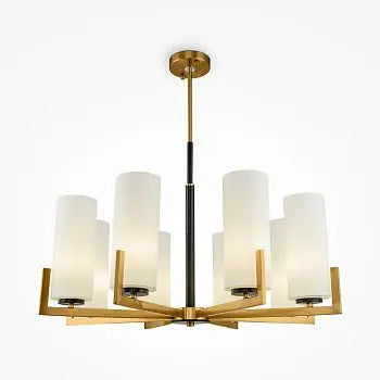 Chandelier Black & Brass Metal 8 Cylindrical Glass Shades E27 Sockets – Fortano | Maytoni