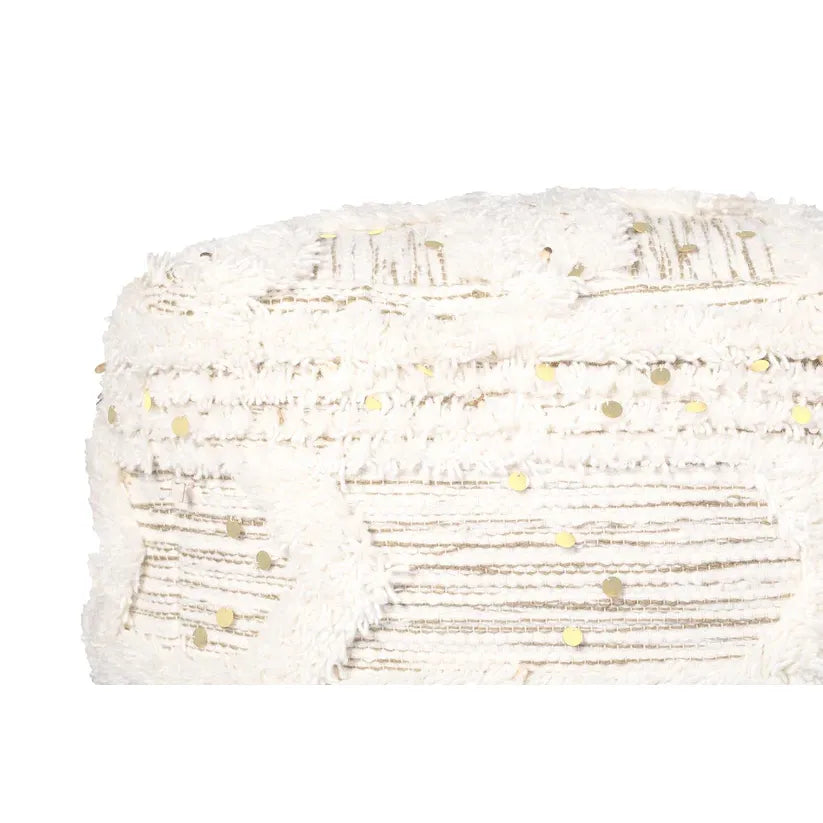 Pouf – Wollbezug, Fransenbesatz, Boho-Design, 35 x 35 cm - Bohist 425 | Kayoom