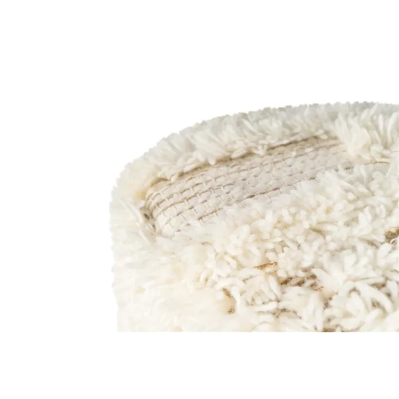 Pouf – Wollbezug, Fransenbesatz, Boho-Design, 35 x 35 cm - Bohist 425 | Kayoom