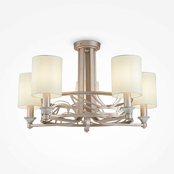 Kronleuchter mit Metallrahmen im Creme - Gold - Finish & Stofflampenschirmen – Vittoria | Maytoni - Esszett Luxury | Stilvolles Wohnen mit Charakter