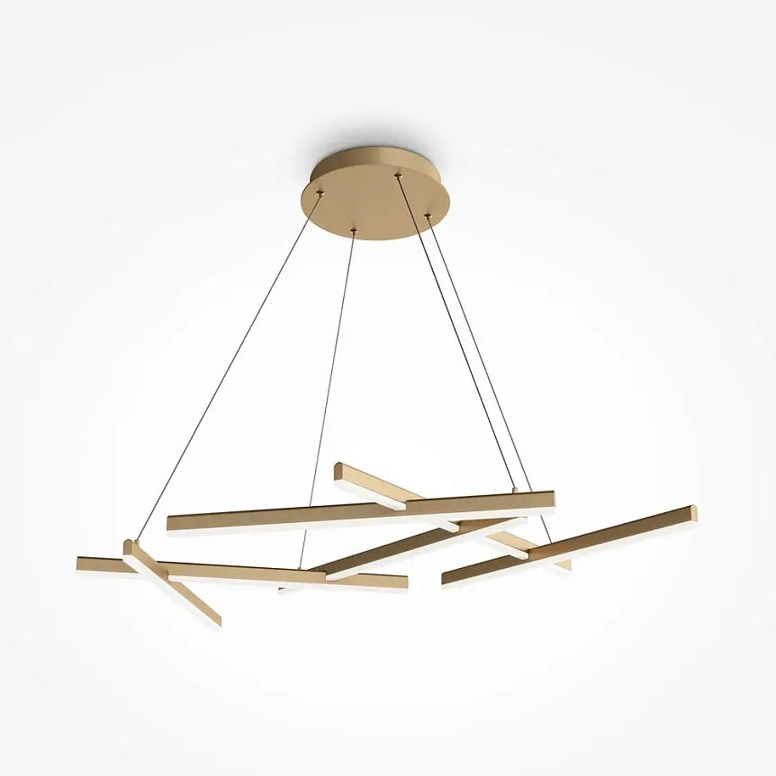 Pendant Light with Matte Gold Geometric Metal-Acrylic Frame and Cool White LED Light (4000 K) – Line | Maytoni