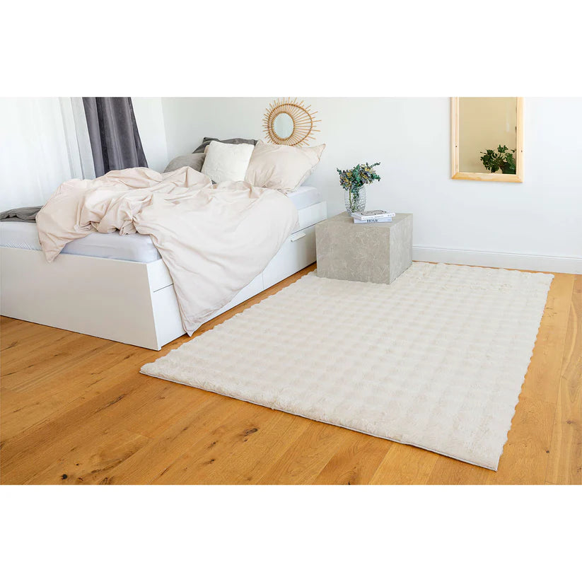 Teppich – Cloud-Soft Hochflor Komfort, 3D Tiefen Design, Creme Farbe, 200 x 290 cm - Hailey 125 | Kayoom