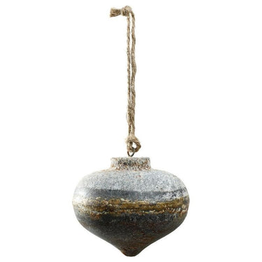 Christbaumschmuck - Xmas Dahly grey iron ball Oval L von PTMD - Esszett Luxury | Stilvolles Wohnen mit Charakter