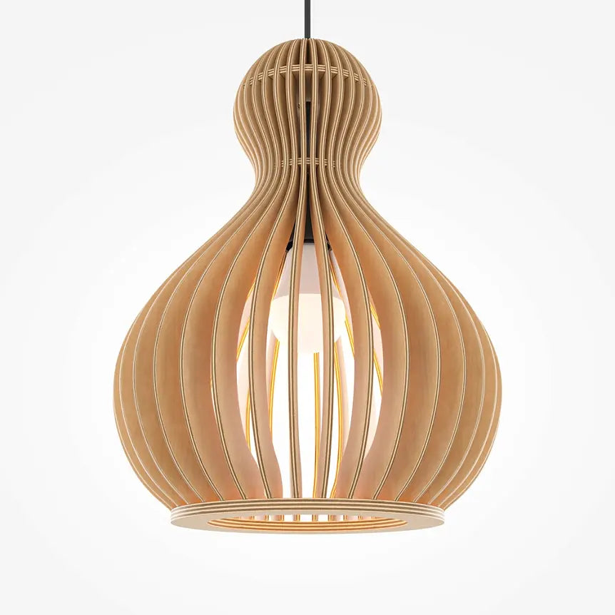 Pendant Lamp Black Metal & Wood Modern Design & Integrated LED – Roots | Maytoni