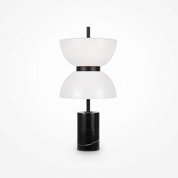 Tischleuchte Hochglanzweißes Glas, Marmorsockel & integriertes LED – Kyoto | Maytoni - Esszett Luxury | Stilvolles Wohnen mit Charakter