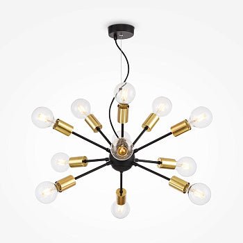 Pendelleuchte mit schwarzem Metallrahmen und Messinglampenfassungen im modernen Loft - Design – Jackson | Maytoni - Esszett Luxury | Stilvolles Wohnen mit Charakter