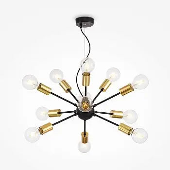 Pendant lamp with black metal frame and brass lamp holders in modern loft design – Jackson | Maytoni