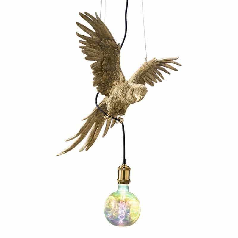 Ceiling Light – Sculptural Design, Exotic Animal Motif, Polyresin Construction, Golden Finish – Parrot Percy | WERNS