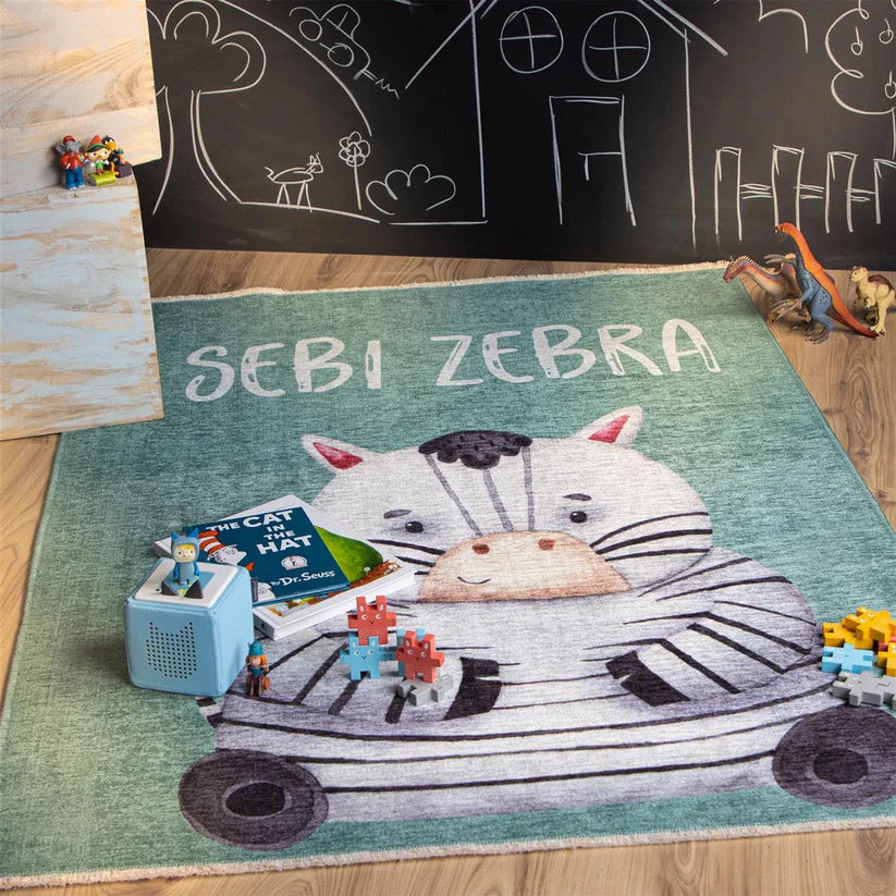 Zebra Print Rug with Fringes and Easy Care – My Greta 614| Kayoom