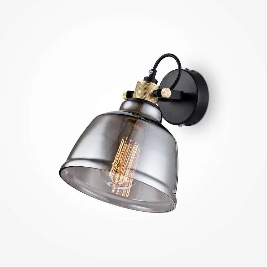 Wall lamp with black and brass finish and smoke glass shade – Irving | Maytoni